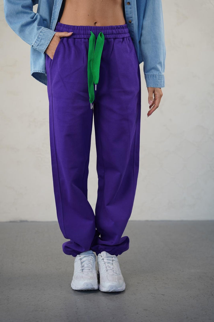 מכנס פוטר אוברסייז לנשים - דגם עדן בצבעים אדום, סגול, ורוד וירוק