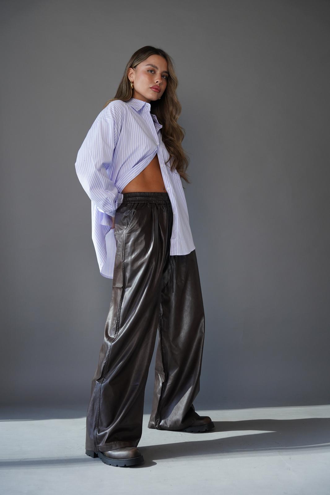 מכנס ארוך עם גומי מותן לנשים - דגם לארי בצבעים חום, שחור וקרם