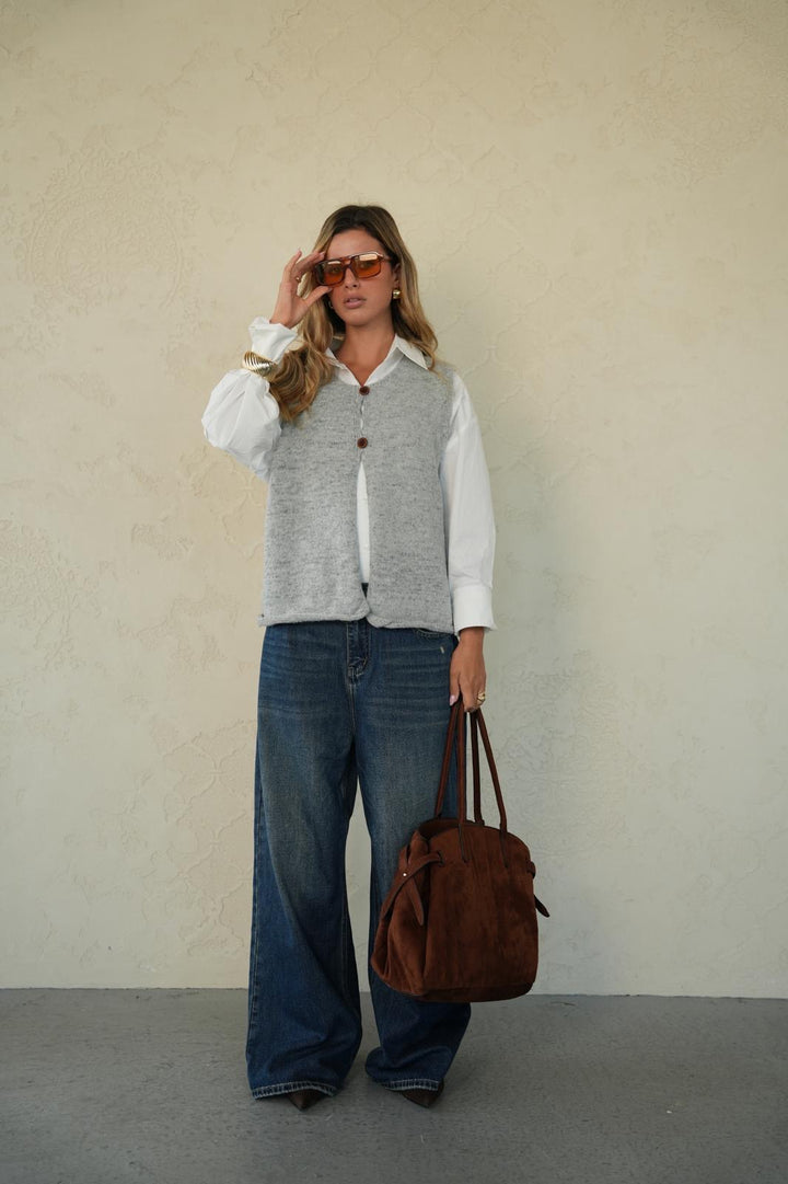 ג׳ינס אוברסייז לנשים - דגם דדי בצבע כחול כהה