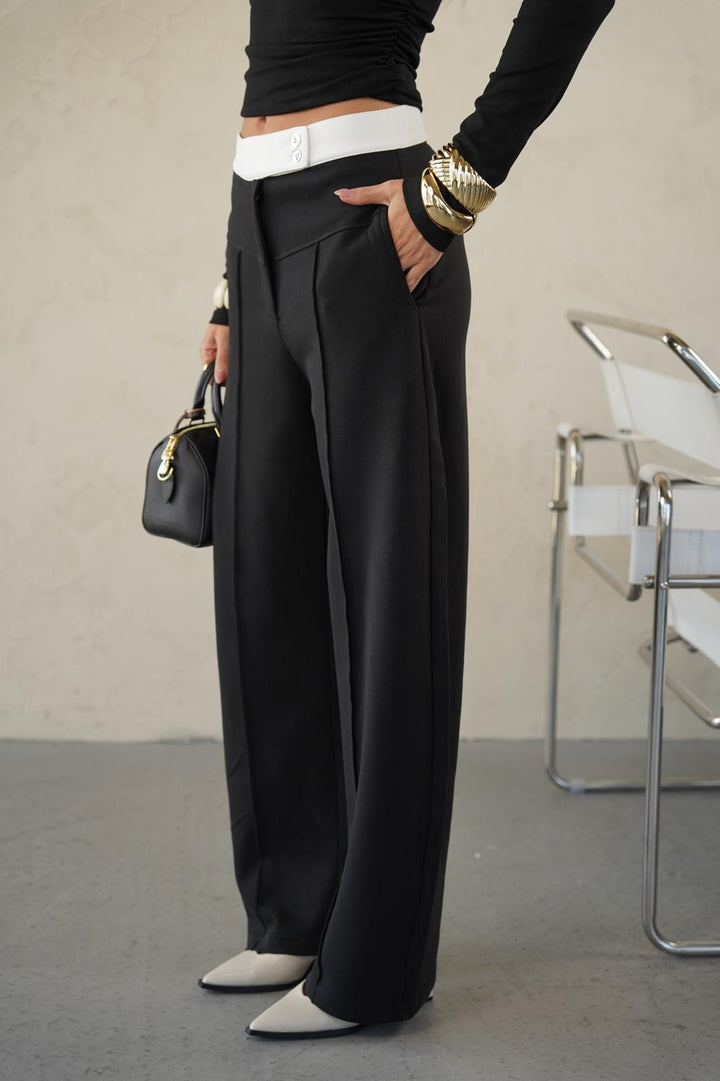 מכנס עם חיתוכים לנשים - דגם מייסון בצבעים שחור וכחול