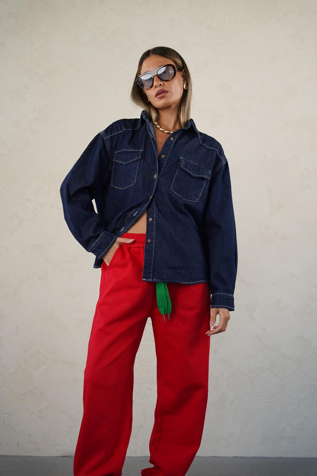 מכנס פוטר אוברסייז לנשים - דגם עדן בצבעים אדום, סגול, ורוד וירוק