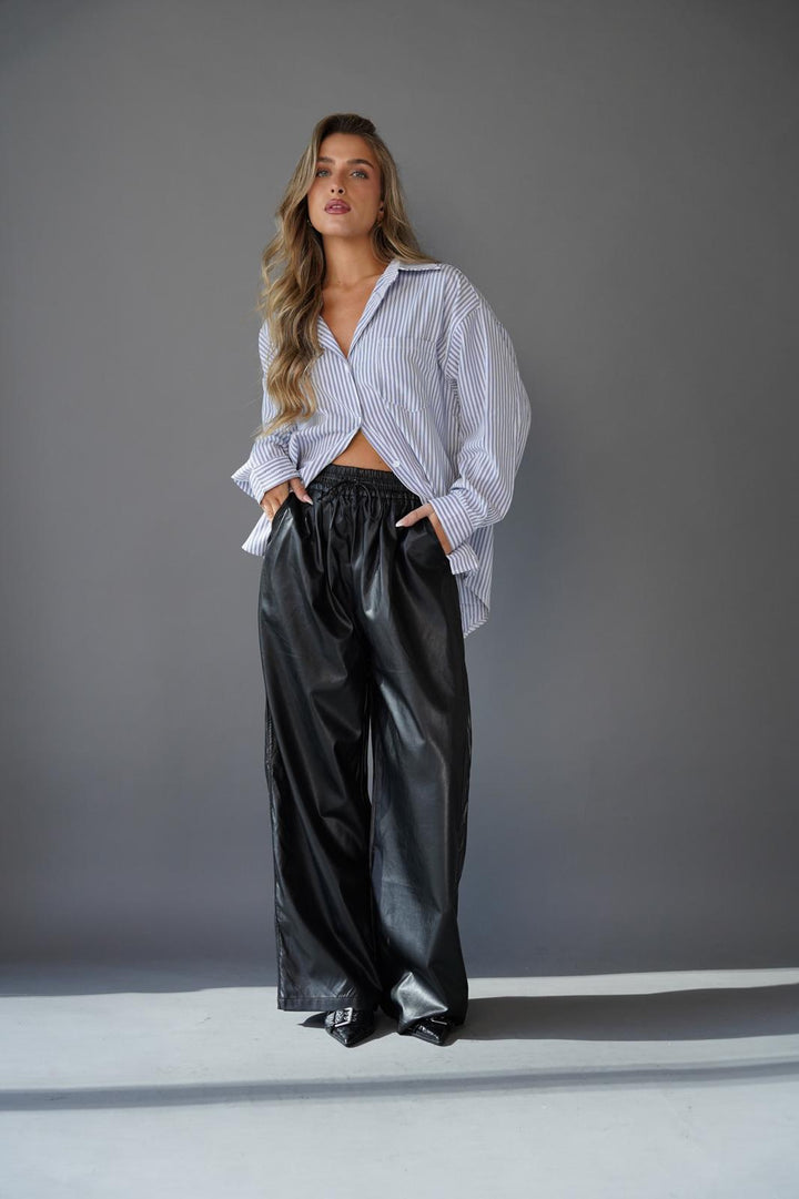 מכנס ארוך עם גומי מותן לנשים - דגם לארי בצבעים חום, שחור וקרם