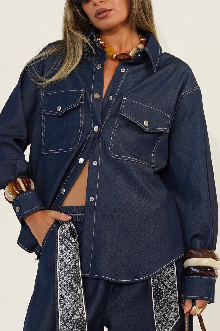 חליפת ג׳ינס לנשים - דגם לוקאס בצבעים כחול ג׳ינס, ג׳ינס בהיר וג׳ינס כהה