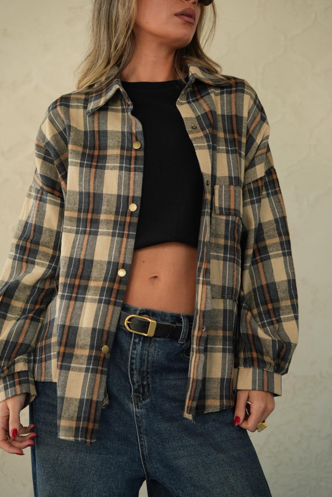 חולצה מכופתרת משבצות נינה