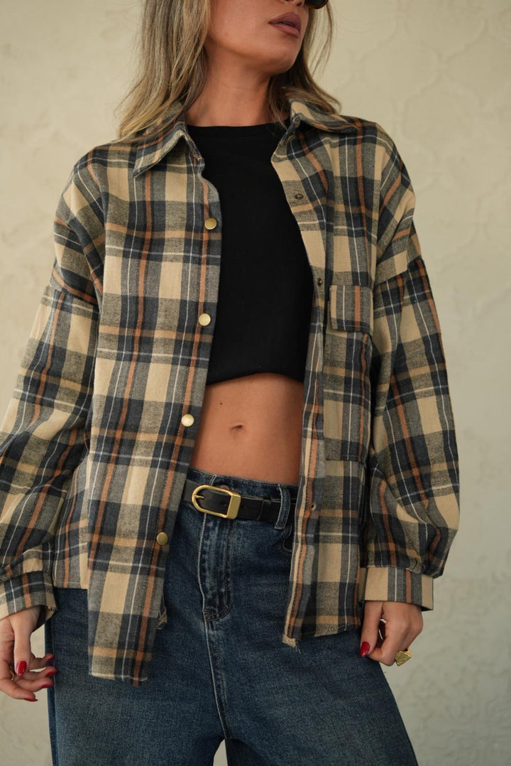 חולצה מכופתרת משבצות נינה