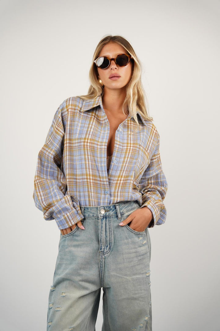 חולצה מכופתרת משבצות אנה