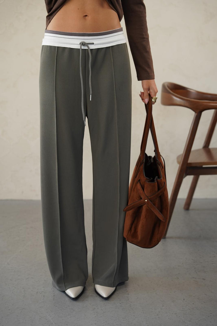 מכנס נשפך לנשים - דגם רותם בצבעים אפור, ירוק ובז׳