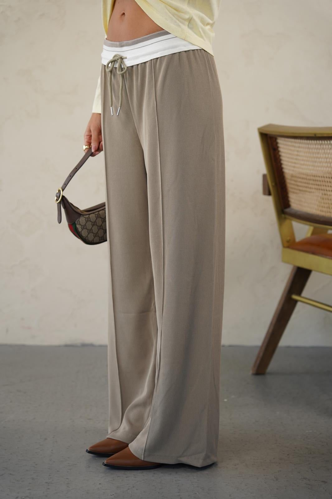 מכנס נשפך לנשים - דגם רותם בצבעים אפור, ירוק ובז׳