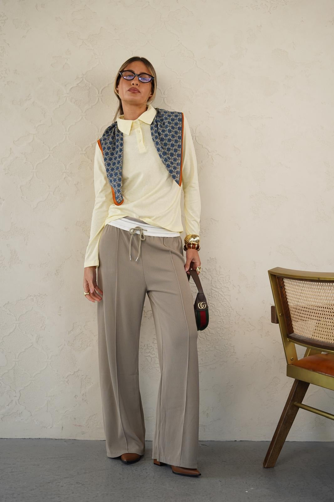 מכנס נשפך לנשים - דגם רותם בצבעים אפור, ירוק ובז׳