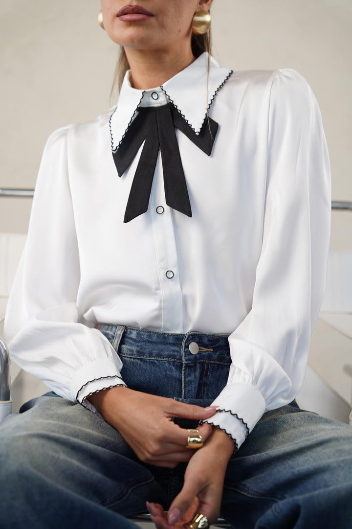 חולצה אלגנטית וקלאסית לנשים - דגם אופיר בצבע לבן