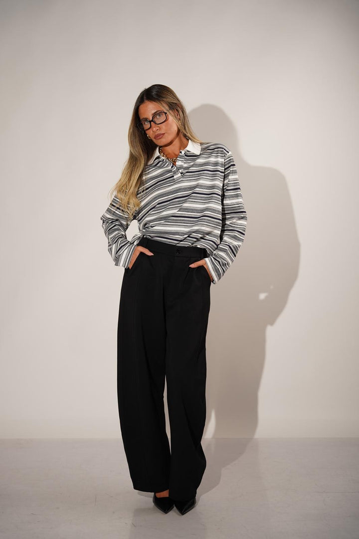 מכנס מחויט בגזרה ישרה לנשים - דגם לוסיל בצבע שחור