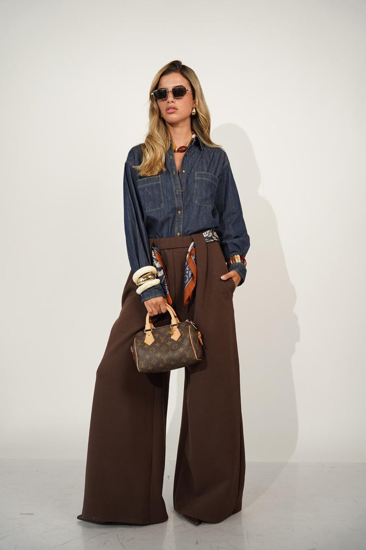 מכנס נשפך לנשים - דגם מיילו בצבעים ירוק, חום ושחור