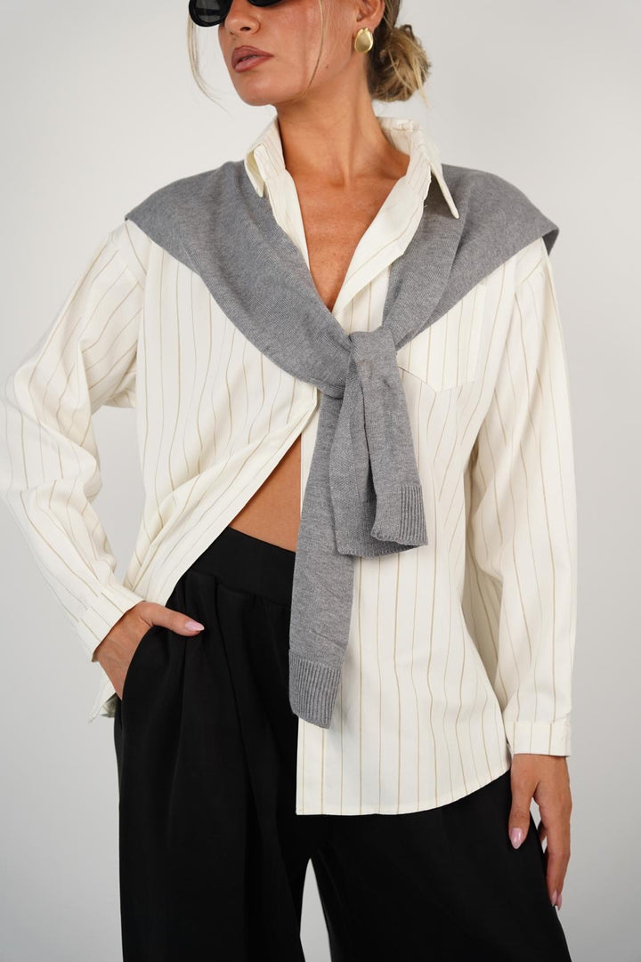 חולצת פסים מכופתרת ונסה