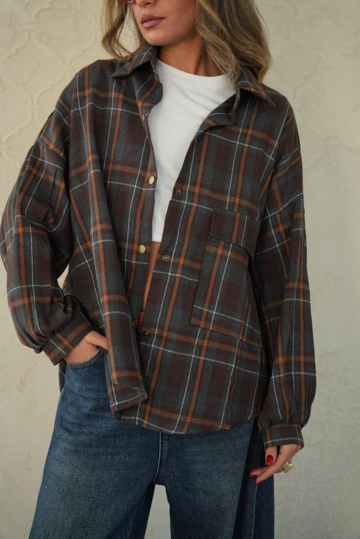 חולצה מכופתרת משבצות נינה