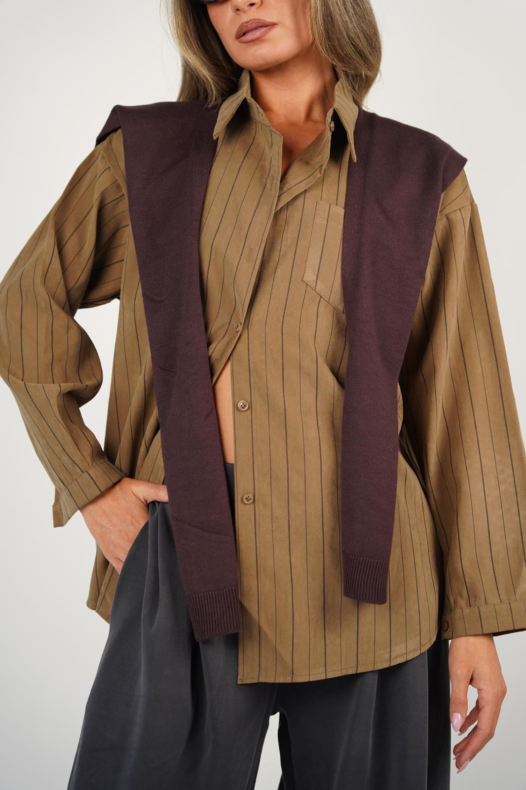 חולצת פסים מכופתרת ונסה