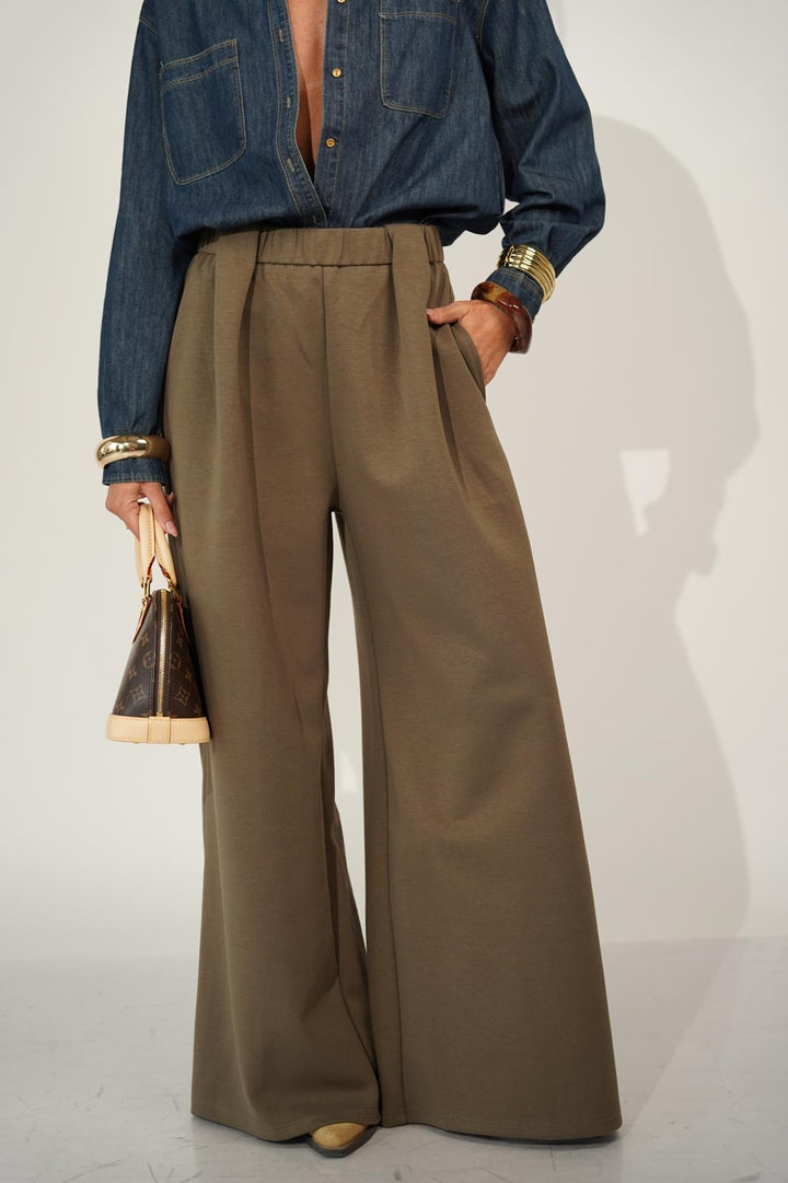 מכנס נשפך לנשים - דגם מיילו בצבעים ירוק, חום ושחור