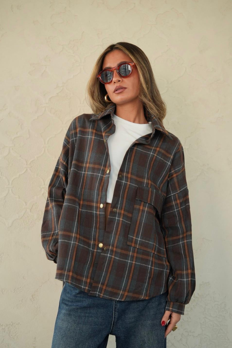 חולצה מכופתרת משבצות נינה