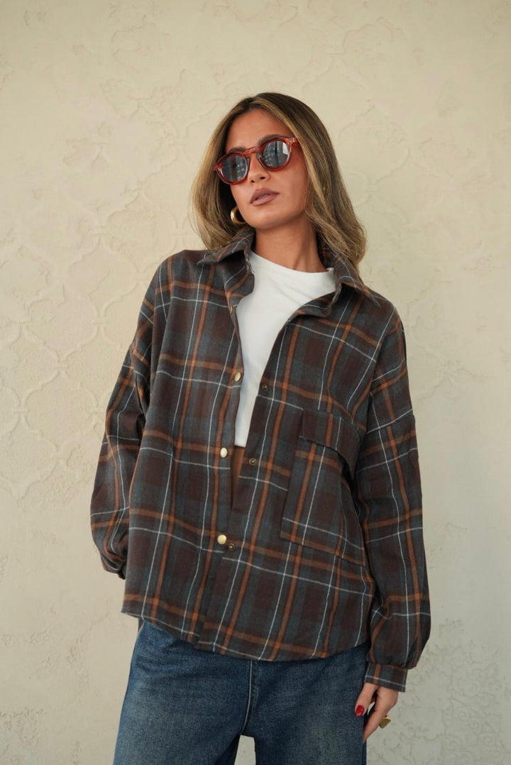 חולצה מכופתרת משבצות נינה