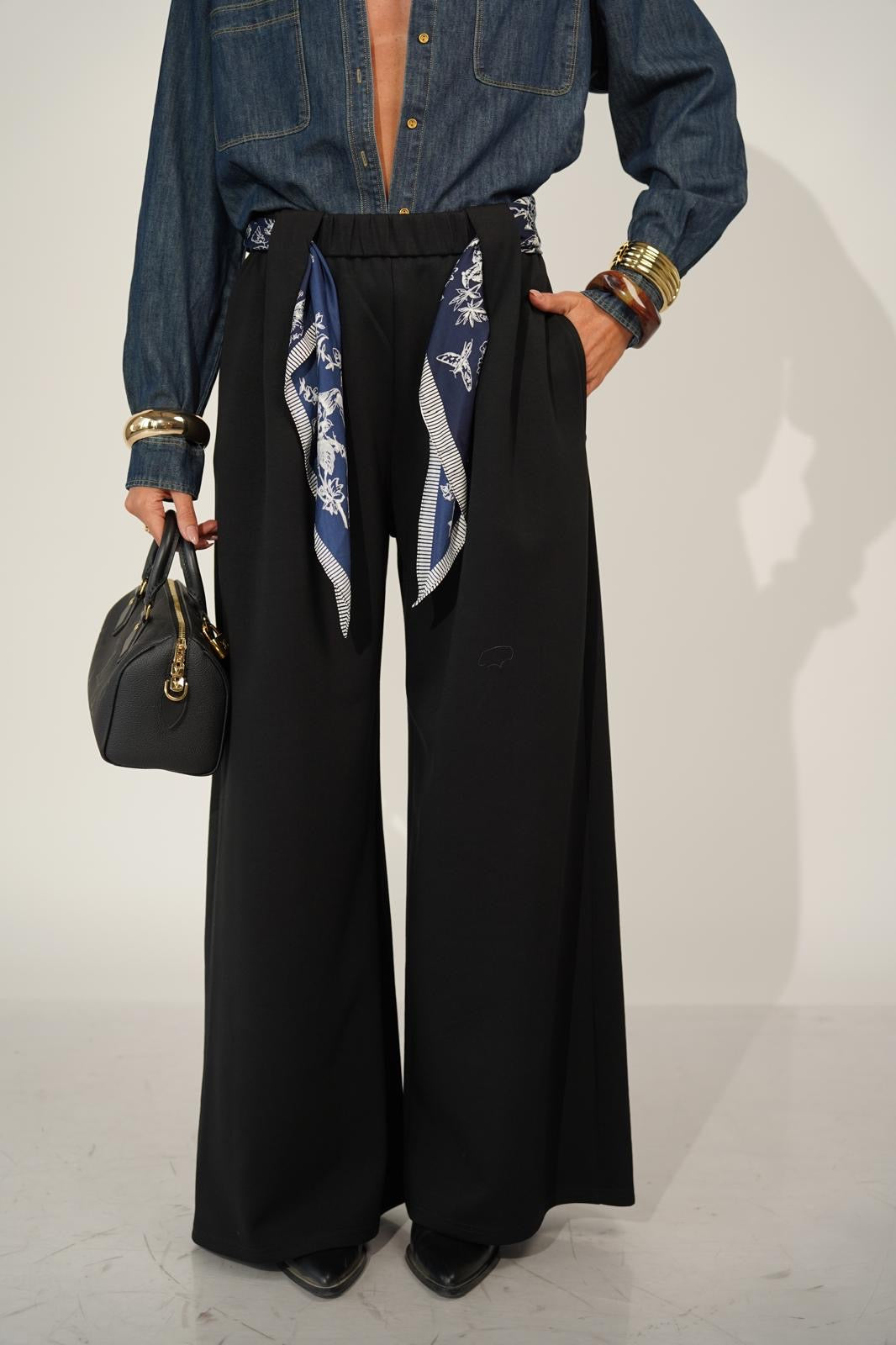 מכנס נשפך לנשים - דגם מיילו בצבעים ירוק, חום ושחור