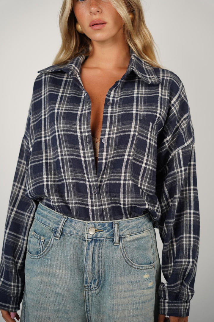 חולצה מכופתרת משבצות אנה